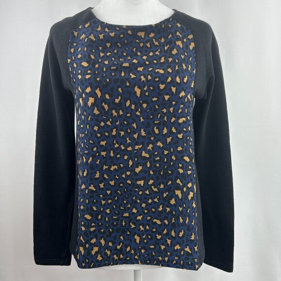 Zara Urban Chic Leopard Print Long Sleeve Mixed Fabric Top – Woman's medium - Picture 2 of 6
